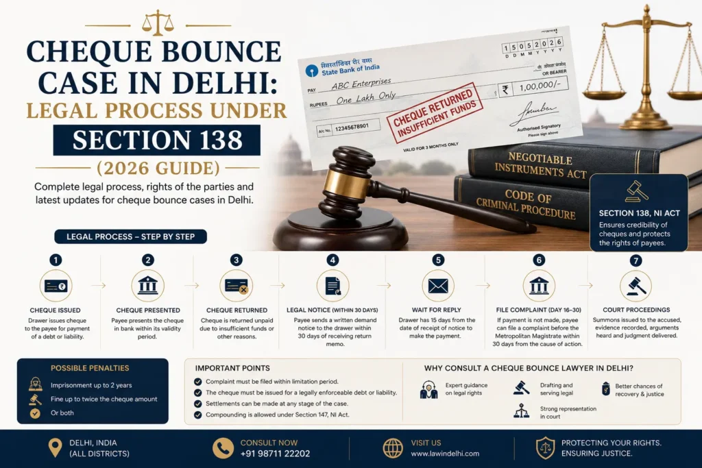Cheque Bounce Case in Delhi: Legal Process Under Section 138 (2026 Guide)