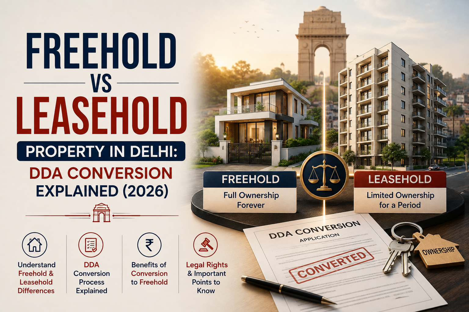 Freehold vs Leasehold Property in Delhi: DDA Conversion Explained (2026)